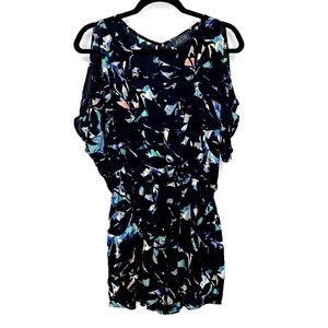 ASTR the Label Women Cold Shoulder Surplice Romper Large Black‎ Floral Lined